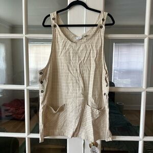 J. Jill Beige Checkered Tank Top with Button Details